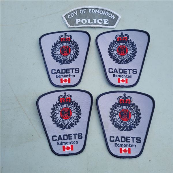 Lot of 4 Edmonton Cadets Patches + 1 Edmonton Police Patch