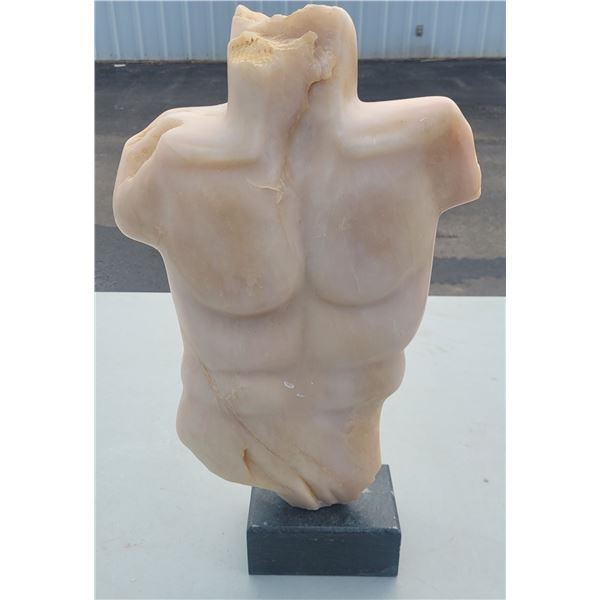 Soapstone Man Torso Sculture with Granite Base - by M Campbell