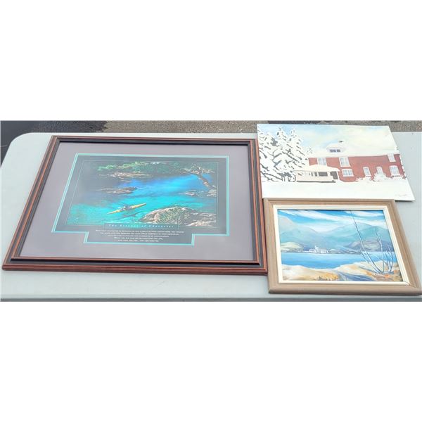 Lot of Wall Decor - Inspirational Picture, Org Painting x2 Dian Grogan, E. D. Henderson
