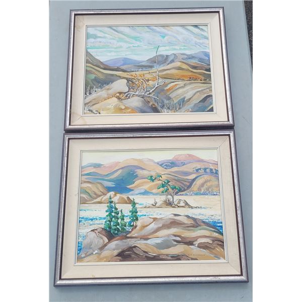 Lot of 2 Original Painting on Canvas Pictures by E. D. Henderson
