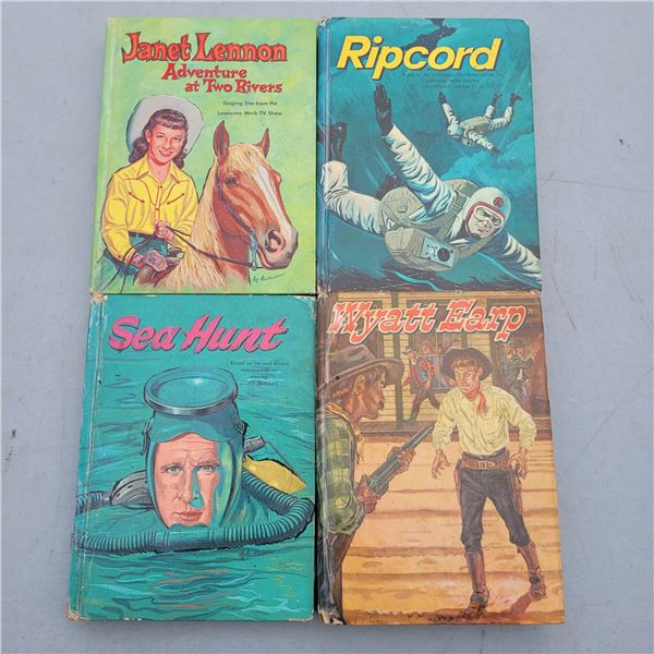 Lot of 4 Btg Books, Janet Lennon, Ripcord, Sea Hunt, Wyatt Earp