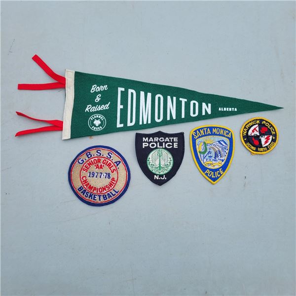 Lot of Various Police Patches, 1 Basketball Patch & Penant
