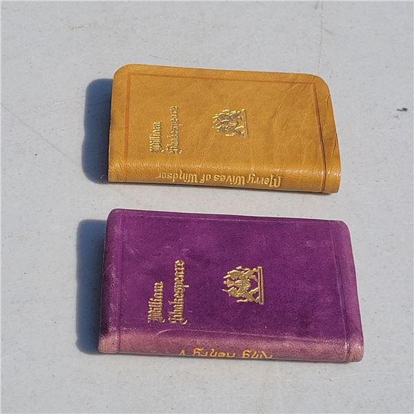 2 Miniature Leather Books - King Henry V & Merry Wives of Windsor, William Shakespeare