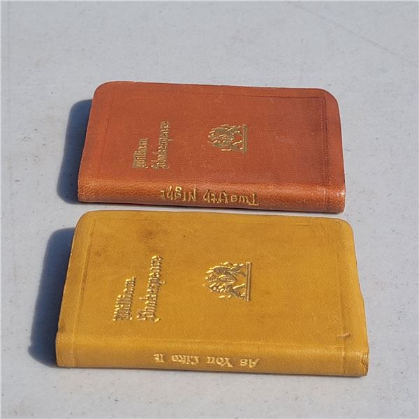 2 Miniature Leather Books - As You Like It & Twelfth Night, William Shakespeare