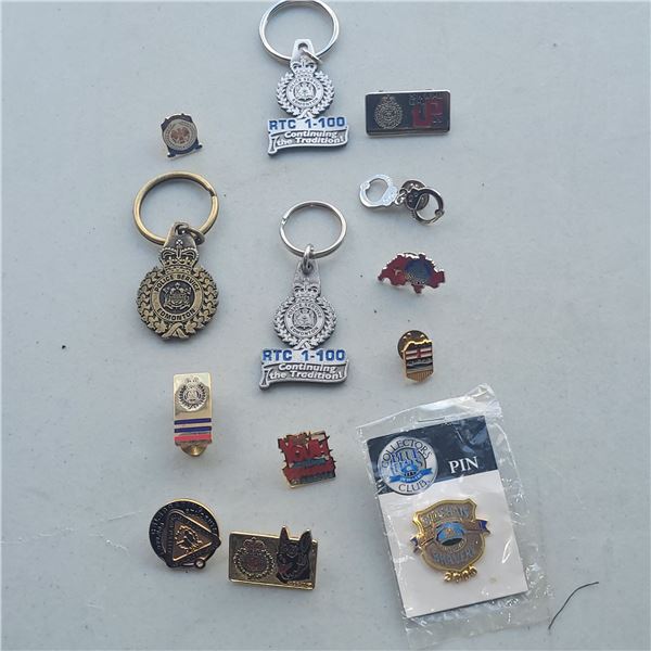Lot of Various Police Pins, Keychains, Etc