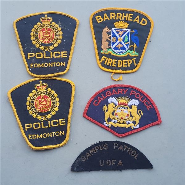 Lot of 5 Alberta  Police, Fire Departmentm U of A Patrol Patches