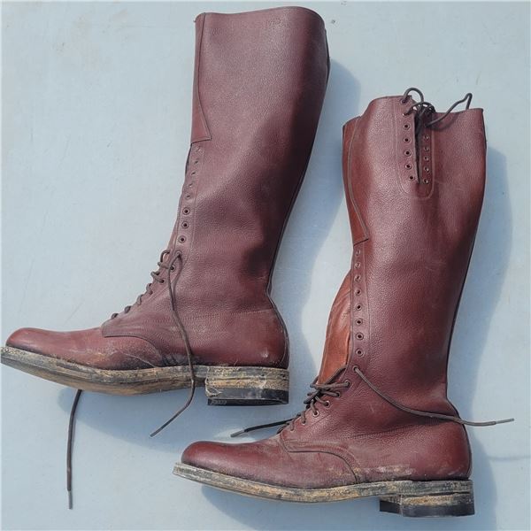 Vintage RCMP Brown Leather Cavalry Boots Goodyear Wingfoot