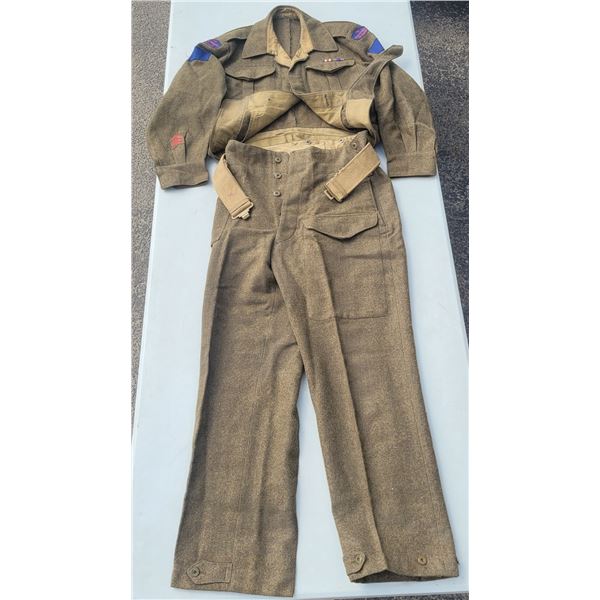 WW2 Royal Regiment of Canada Battle Dress - Pants, Belt, Serge with Ribbon Bar, Patches - 1943