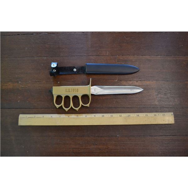 12" 1918 WWI TRENCH BRASS FINISH KNIFE