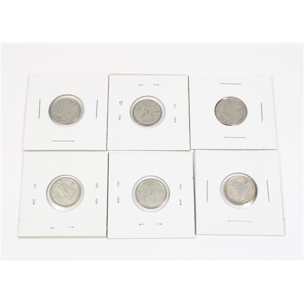 #37 LOT 10 TEN CENT SILVER DIMES CANADA ASSORTED