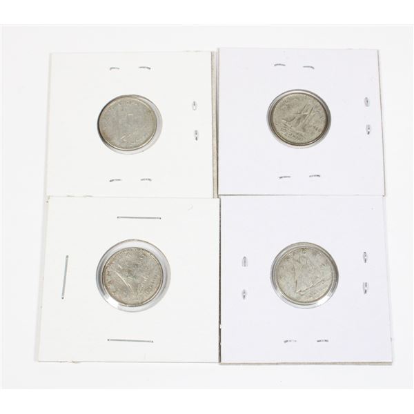 #38 1960 10 CENT SILVER DIMES CANADA LOT OF 4