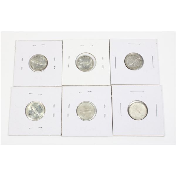#40 1967 10 CENT SILVER DIMES CANADA LOT OF 6