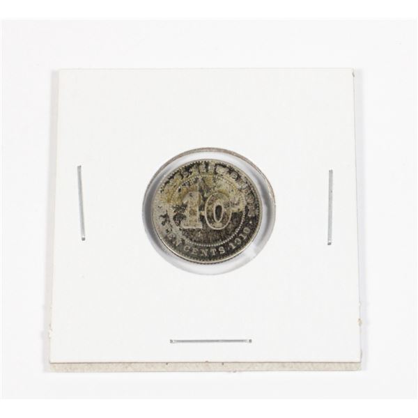 #44 1910 STRAITS SETTLEMENTS TEN CENTS SILVER COIN
