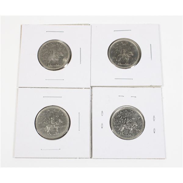 #47 1973 25 CENTS CANADA RCMP QUARTER LOT OF 4