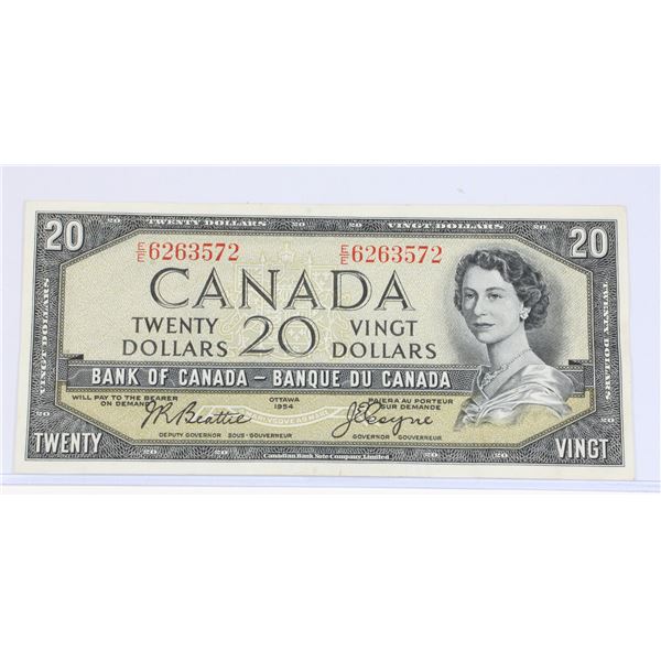 #59 1954 CANADA $20 TWENTY DOLLAR BILL NOTE PAPER