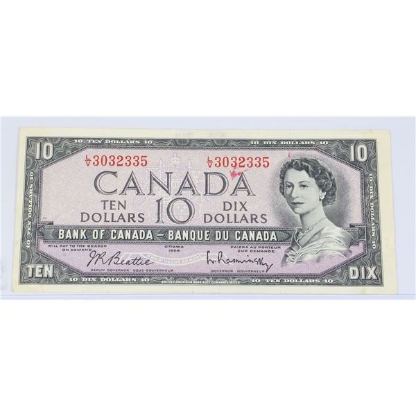 #60 1954 CANADA $10 TEN DOLLAR BILL NOTE PAPER