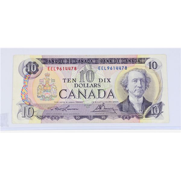 #63 1971 CANADA $10 TEN DOLLAR BILL NOTE PAPER