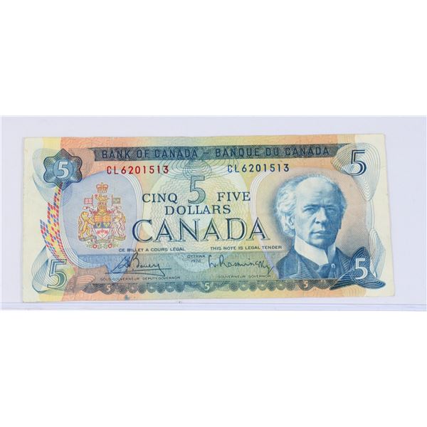 #64 1972 CANADA $5 FIVE DOLLAR BILL NOTE PAPER