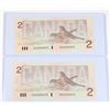 Image 2 : #66 LOT 2 1986 CANADA TWO DOLLAR BILLS SEQUENTIAL