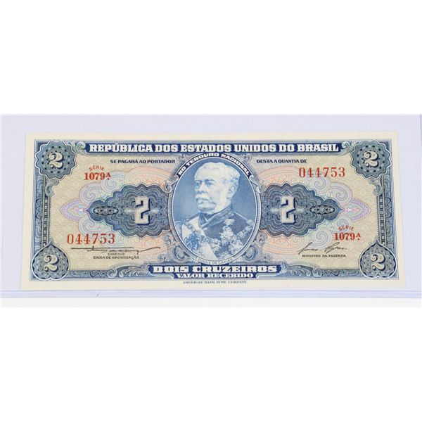 #91  1961 BRAZIL 2 CRUZEIROS PAPER MONEY BILL