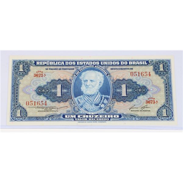 #92 1961 BRAZIL 1 CRUZEIROS PAPER MONEY BILL