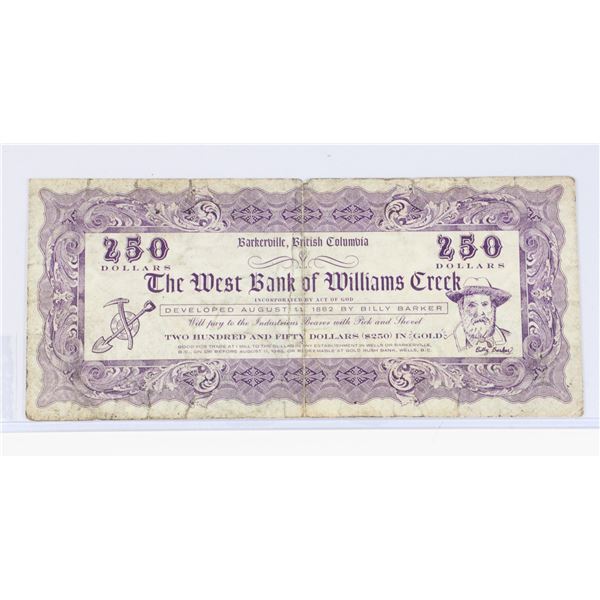 #98 1962 WEST BANK OF WILLIAMS CREEK 250 DOLLARS
