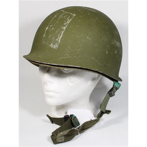 #106  COLD WAR AMERICAN M1 HELMET W/ LINER  NAMED