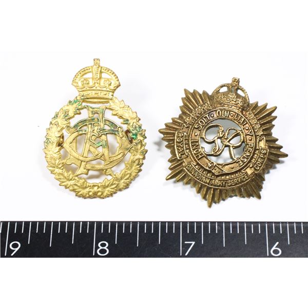 #173 PAIR WW2 CANADIAN CAP BADGES INC RCASC