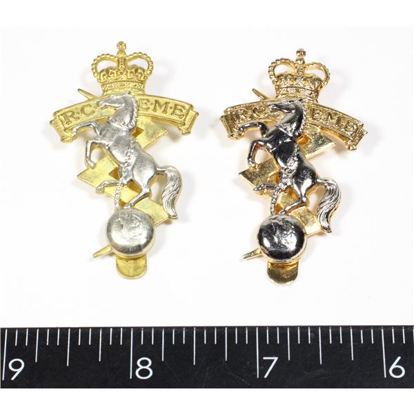 #182 PAIR CANADIAN RCEME CAP BADGE VARIANTS