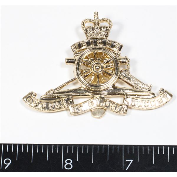 #186 BRITISH ROYAL ARTILLERY STAYBRITE CAP BADGE