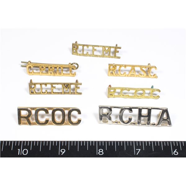 #203 LOT OF 7 CANADIAN MILITARY SHOULTER TITLES