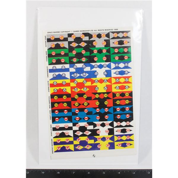 #250 WARHAMMER 40K SPACE MARINE STICKER SHEET 1989