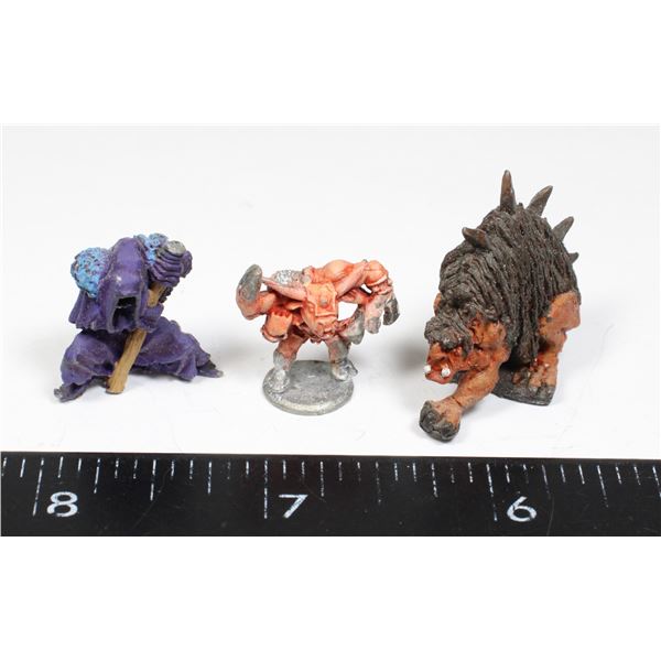 #406 LOT OF 3 HAND PAINTED METAL MINIATURE FIGURES