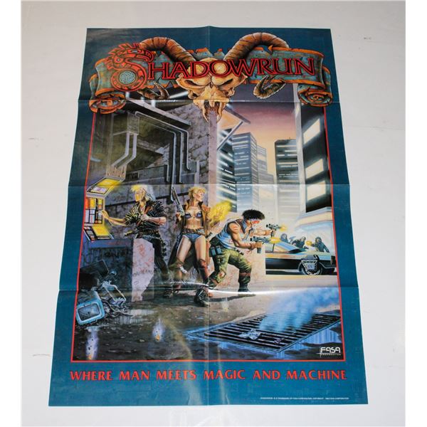 #452 SHADOWRUN POSTER 34 X 22 INCHES 1989 RPG GAME