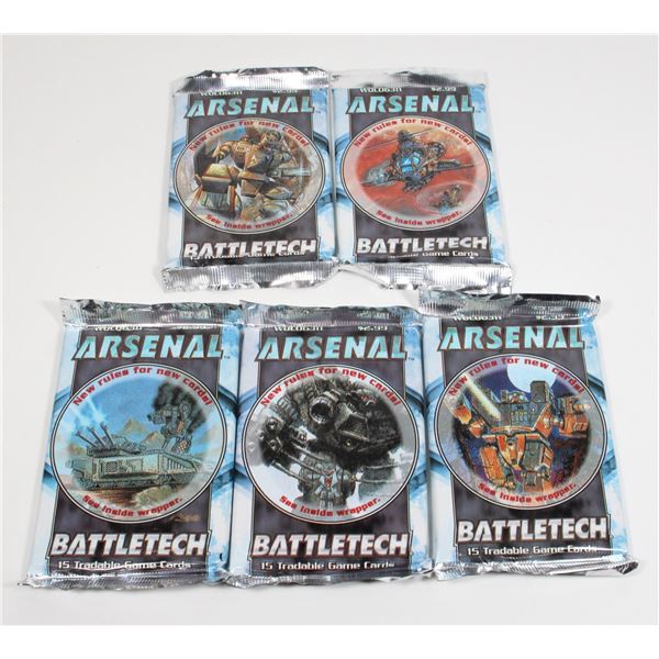 #576 SEALED 5 PACKS ARSENAL BATTLETECH CARDS 1998