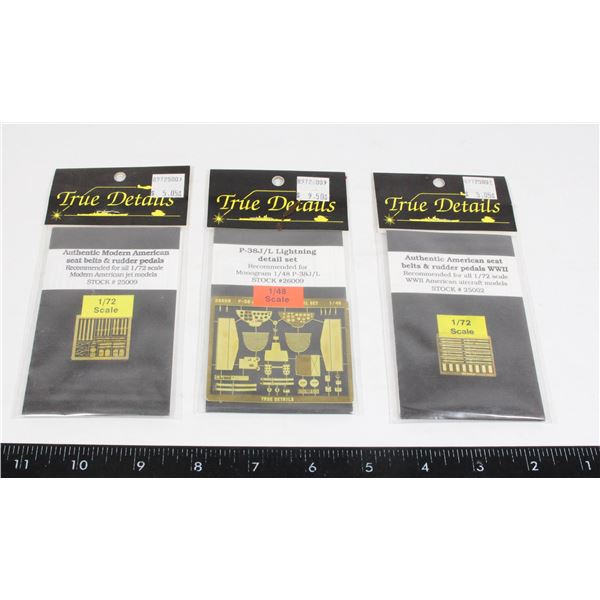 #654 SEALED 3 TRUE DETAILS WW2 /PLANE MODEL PARTS