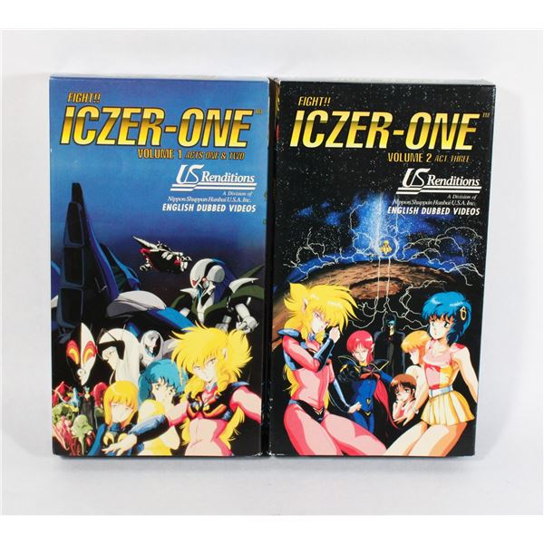 #806 ANIME VHS TAPE ICZER-ONE VOLUME 1+2 ACTS 1-3