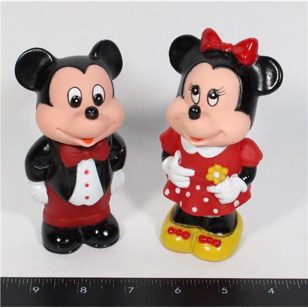 #913 1986 MICKEY & MINNIE MOUSE TOY SET PAIR