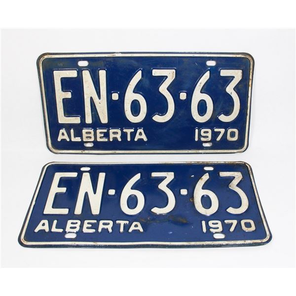 #1008 SET LICENSE PLATE ALBERTA 1970 EN-63-63