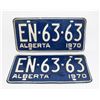 Image 1 : #1008 SET LICENSE PLATE ALBERTA 1970 EN-63-63
