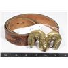 Image 1 : #1015 1978 BARON BUCJLES RAM BELT BUCKLE + BELT