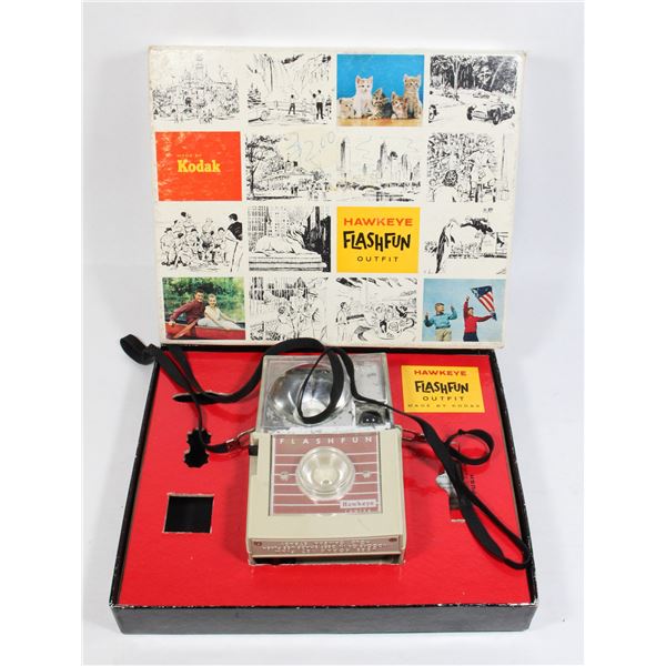 #1076 BOXED KODAK HAWKEYE FLASHFUN OUTFIT CAMERA