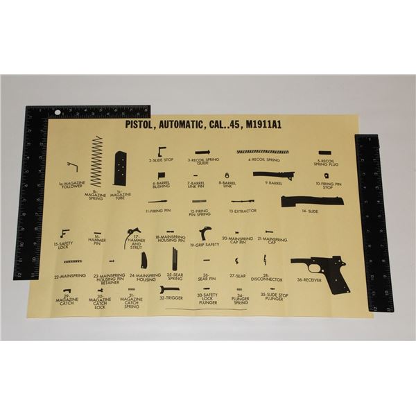 #1087 MILITARY POSTER .45 CAL AUTO PISTOL M1911A1