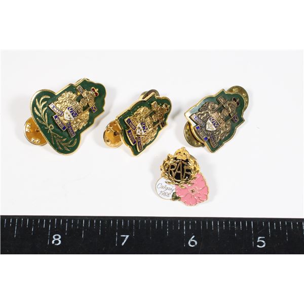 THREE CANADIAN MILITARY INSIGNIA PINS QUEEN