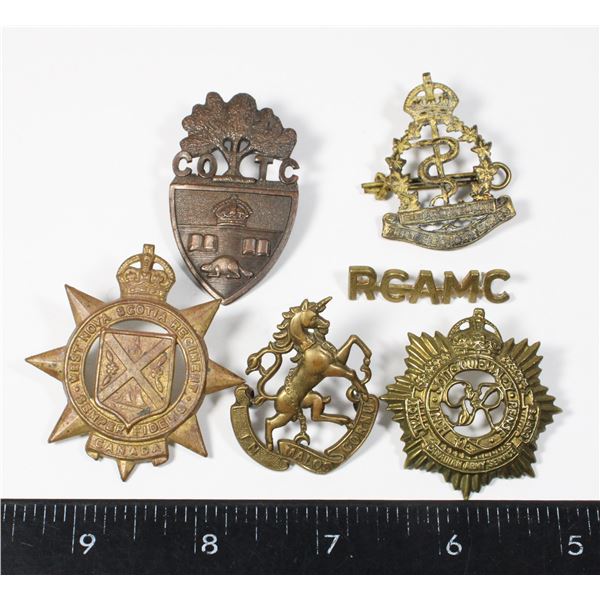 WW2 CANADA CAP BADGE RCAMC + SHOULDER TITLE