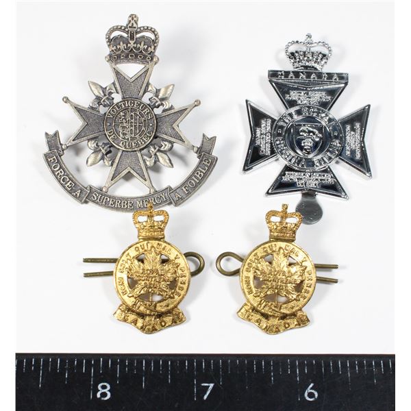 2 CAP BADGES VOLTIGEURS DE QUEBEC + THE ROYAL