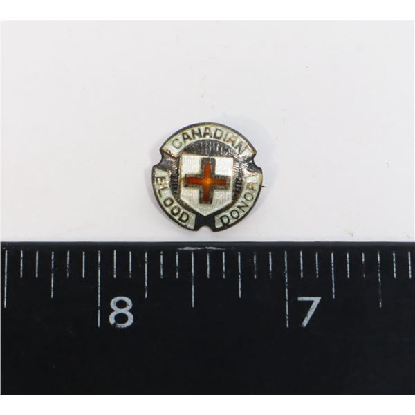 STERLING SILVER CANADIAN BLOOD DONAR PIN W/