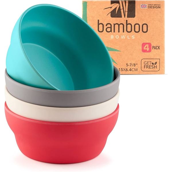 NEW SET OF 4 RED RIVER BAMBOO FIBRE SNACK BOWLS