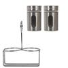Image 1 : NEW LUCIANO GLASS WINDOW SALT & PEPPER SET W RACK