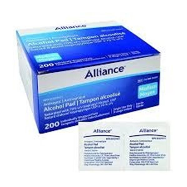 NEW ALLIANCE 200 WRAPPED PADS ALCOHOL PADS